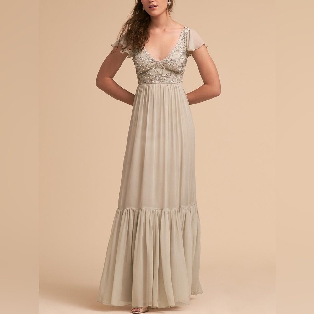 BHLDN Anthropologie $388 Daphne Sequin Gown Forma Bridal Evening Dress Sz 16